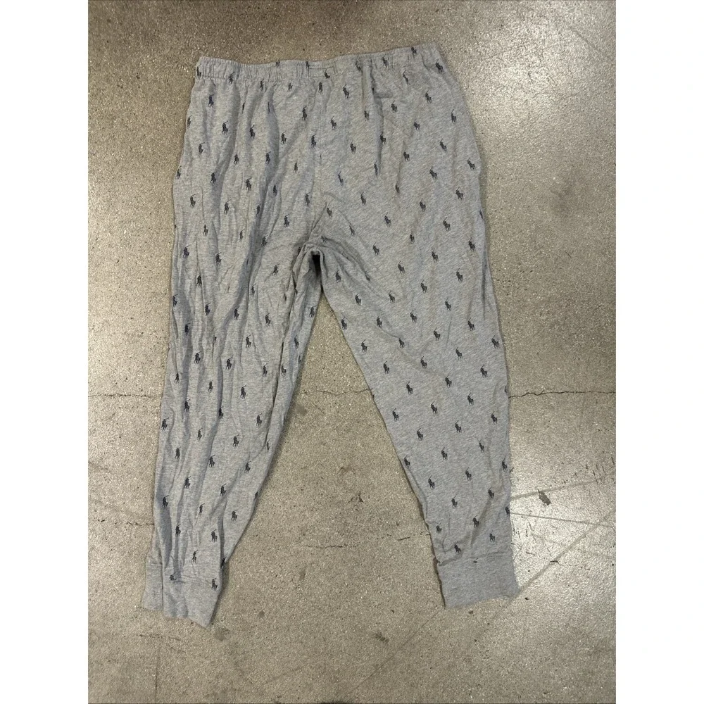 Polo Ralph Lauren Sleepwear Pants Men Gray Sz L Blue Pony's AOP D-String Cotton